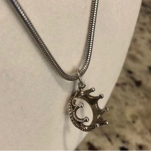 Tiffany & Co. Sterling Silver Crown Charm/Pendant and 18 Inch Tiffany Chain